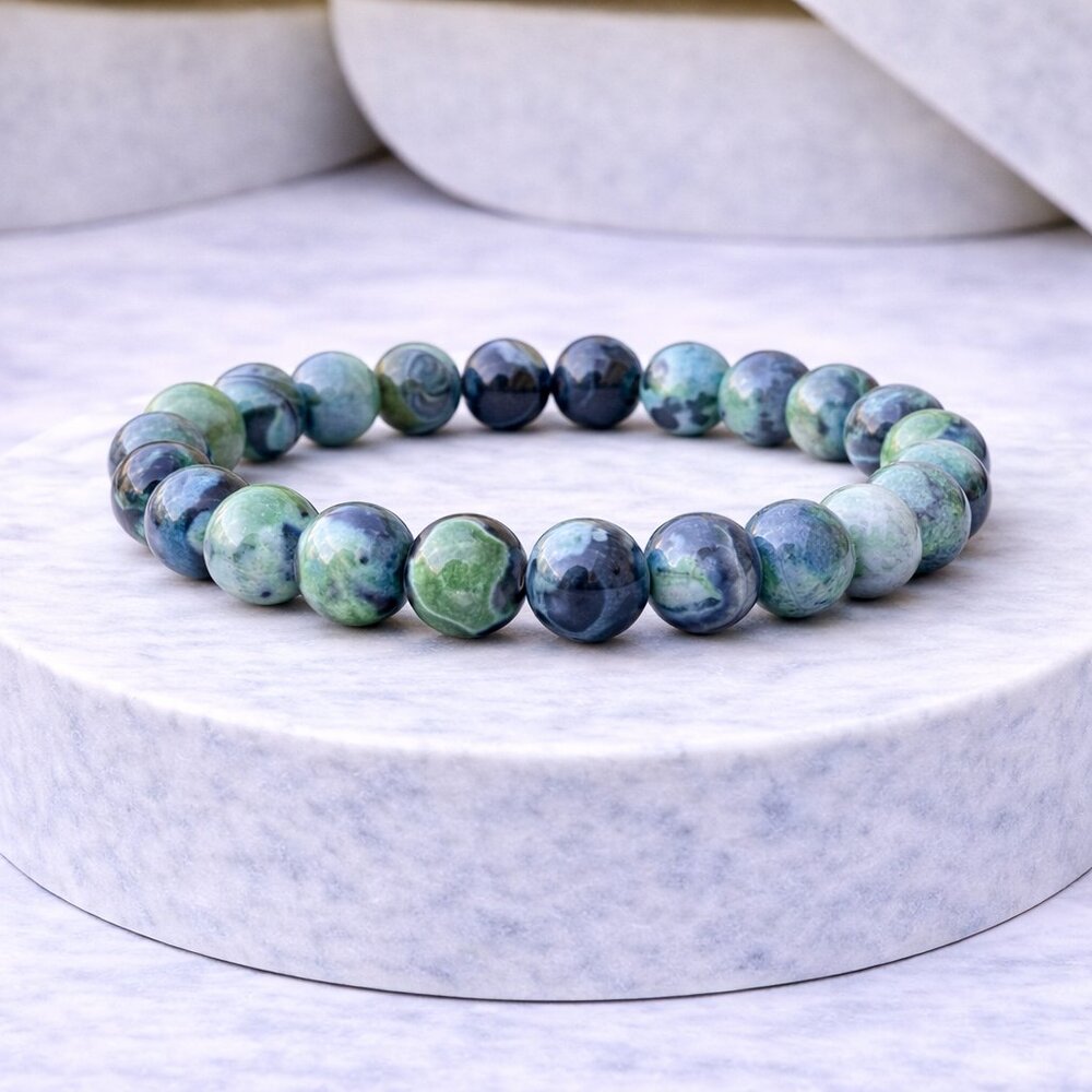 Green Fire Agate Stone Stretch Bracelet 8mm Beads Crystal Reiki Healing Jewelry